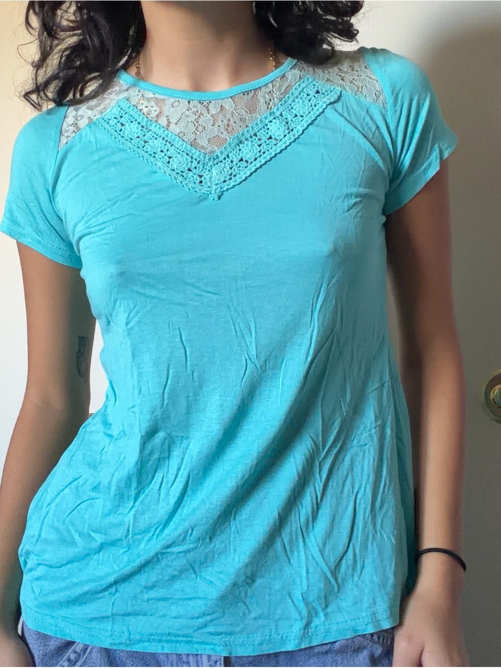 Turquoise Lace Short-Sleeve Women's Tee